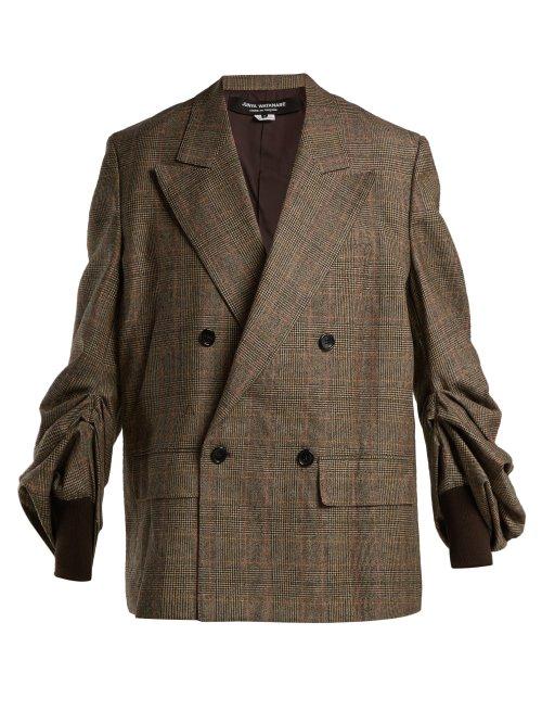 Matchesfashion.com Junya Watanabe - Gathered Sleeve Wool Blend Blazer - Womens - Grey