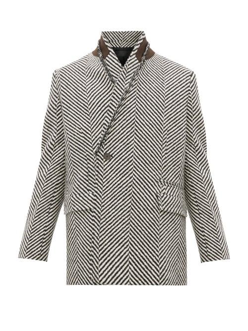 Matchesfashion.com Haider Ackermann - Double Breasted Wool Herringbone Blazer - Mens - Black White