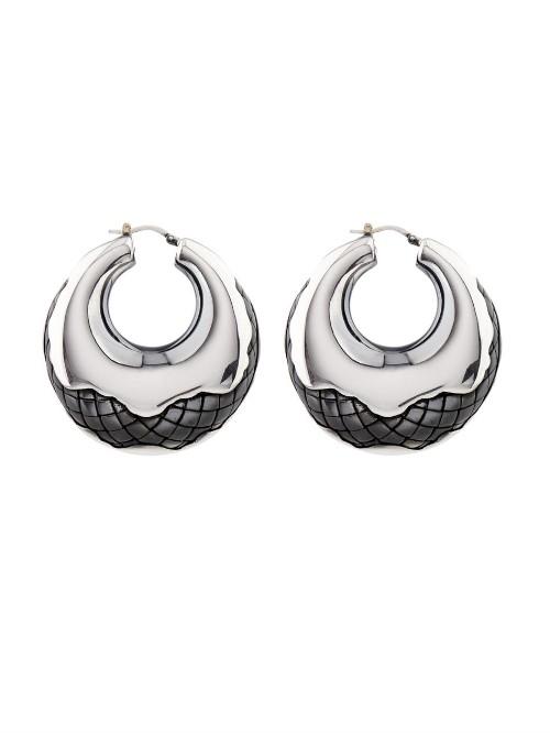 Bottega Veneta Intrecciato Oxidised-silver Earrings
