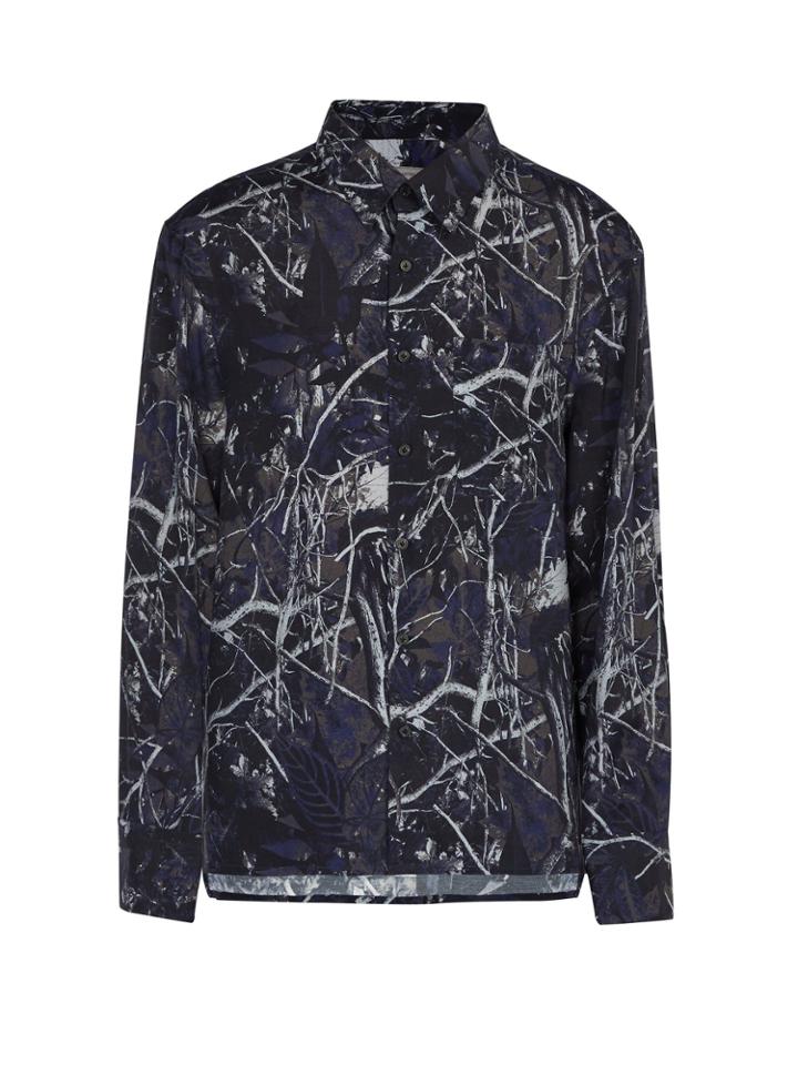 Lanvin Forest Camouflage-print Oversized Shirt