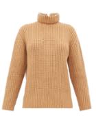 Matchesfashion.com Loewe - Faux Pearl Embellished High Neck Cashmere Sweater - Womens - Beige