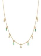 Matchesfashion.com Ileana Makri - Diamond, Emerald & 18kt Gold Drop Necklace - Womens - Green Gold