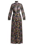 Matchesfashion.com Raquel Diniz - Olivia Floral Print Silk Gown - Womens - Black Multi