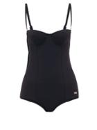 Matchesfashion.com Dolce & Gabbana - Balconette Logo-plaque Swimsuit - Womens - Black