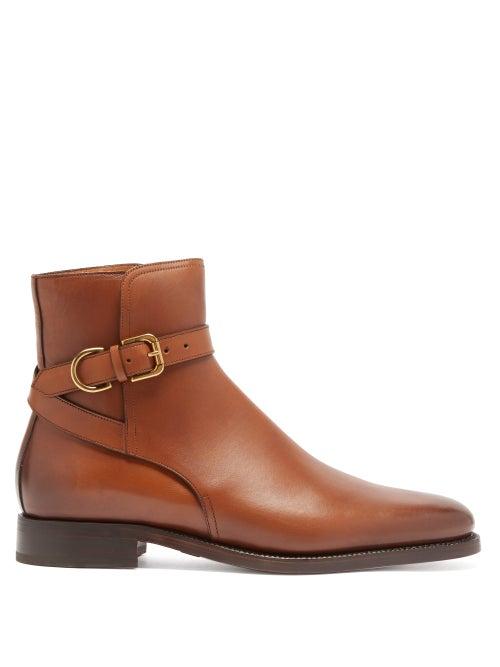 Matchesfashion.com Ralph Lauren Purple Label - Macon Ii Buckled Leather Boots - Mens - Brown