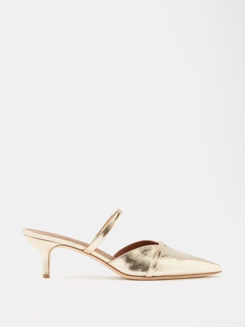 Malone Souliers - Frankie 45 Leather Pointed-toe Mules - Womens - Gold