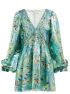Matchesfashion.com Stella Mccartney - Gianna Floral Print Lam Dress - Womens - Green Multi