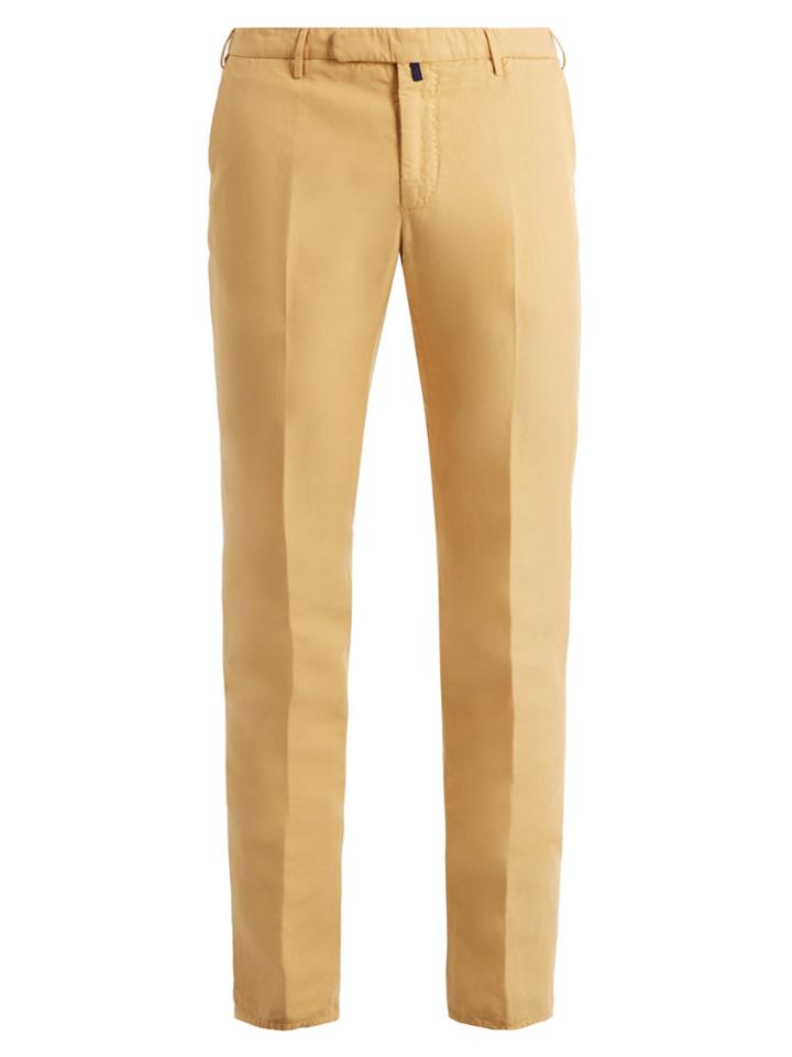 Incotex Mid-rise Linen-blend Chino Trousers