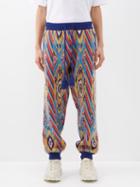 Gucci - G-logo Broken-chevron Knitted Track Pants - Mens - Blue Multi