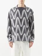 Giorgio Armani - Zigzag-intarsia Silk Shirt - Mens - Grey Multi