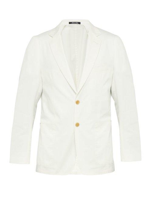 Matchesfashion.com Dunhill - Single Breasted Cotton Blend Blazer - Mens - White