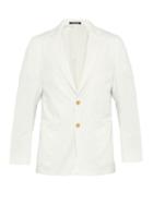 Matchesfashion.com Dunhill - Single Breasted Cotton Blend Blazer - Mens - White