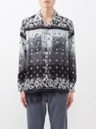 Noma T.d - Gradient-dyed Floral-print Satin Shirt - Mens - Black Grey