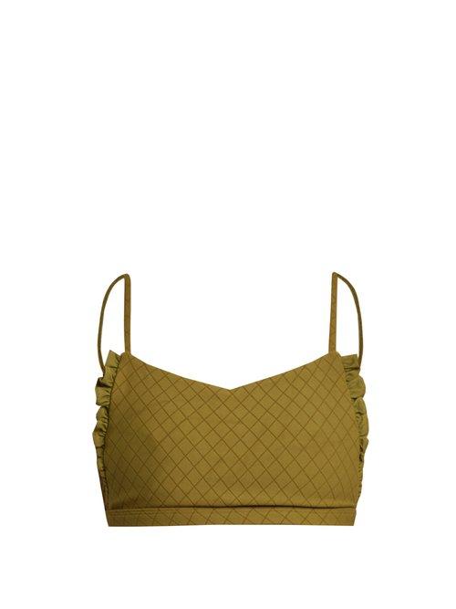 Matchesfashion.com Made By Dawn - Petal Ruffle Scoop Neck Bikini Top - Womens - Green