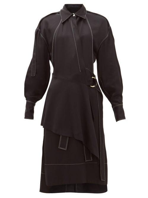 Matchesfashion.com Proenza Schouler - Topstitched Gabardine Shirtdress - Womens - Black