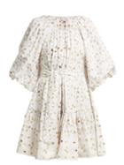 Matchesfashion.com Juliet Dunn - Leaf Print Sequin Embellished Dress - Womens - White Multi