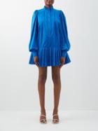 Aje - Fallingwater Pleated Cotton-poplin Shirt Dress - Womens - Cobalt Blue