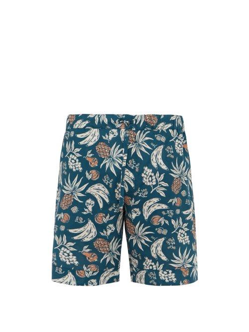 Matchesfashion.com Desmond & Dempsey - Fruit Print Cotton Poplin Pyjama Shorts - Mens - Multi