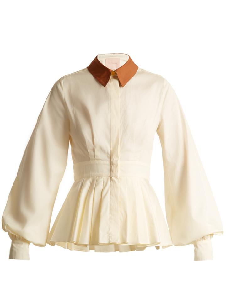 Roksanda Vanda Pleated Cotton-poplin Blouse