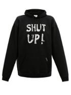 Matchesfashion.com Vetements - Shut Up Logo-print Cotton-blend Hooded Sweatshirt - Mens - Black