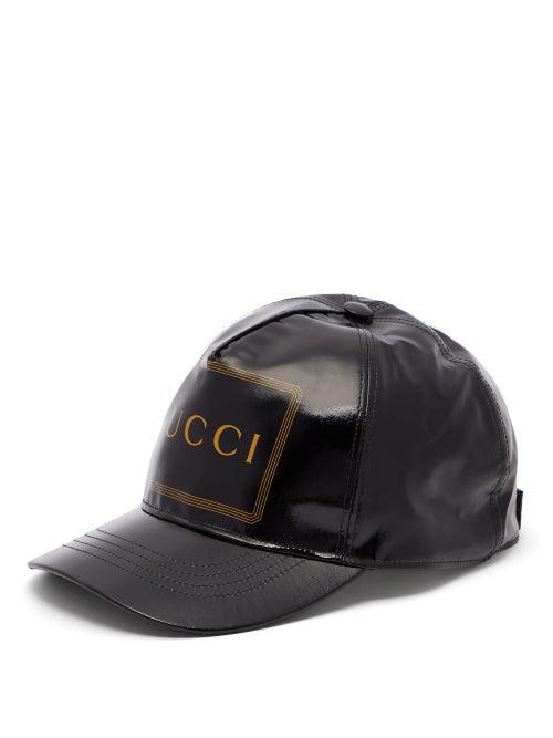 Matchesfashion.com Gucci - Logo Print Coated Cotton Cap - Mens - Black