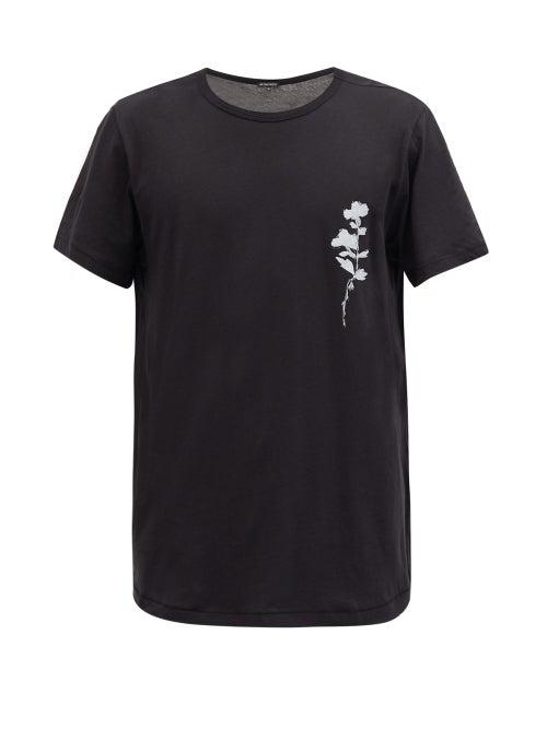 Matchesfashion.com Ann Demeulemeester - Poppy-print Cotton T-shirt - Mens - Black