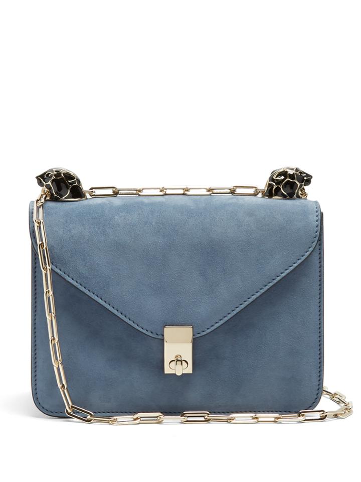 Valentino Panther-embellished Small Suede Shoulder Bag