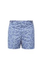 Matchesfashion.com Frescobol Carioca - Tile-print Technical-shell Swim Shorts - Mens - Blue Multi