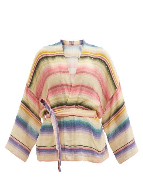 Matchesfashion.com Mes Demoiselles - Cancun Striped Rayon-blend Coverup - Womens - Multi