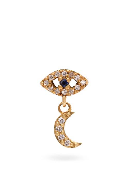 Matchesfashion.com Ileana Makri - 18kt Gold, Sapphire And Diamond Drop Earring - Womens - Gold