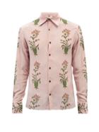 73 London - Floral-print Silk-georgette Shirt - Mens - Pink Print