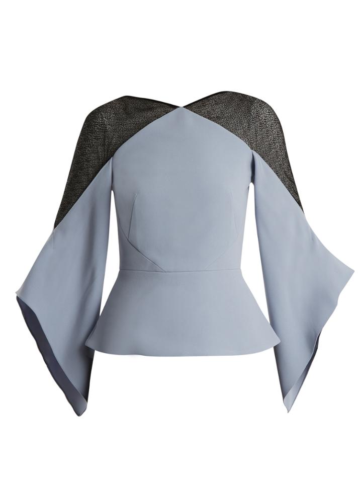 Roland Mouret Harthill Lace-insert Stretch-crepe Top