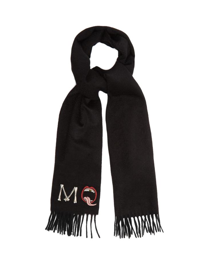 Alexander Mcqueen Logo-appliqu Fringed Cashmere Scarf