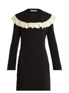 Matchesfashion.com Emilia Wickstead - Lisbet Ruffled Bib Crepe Cady Dress - Womens - Black White