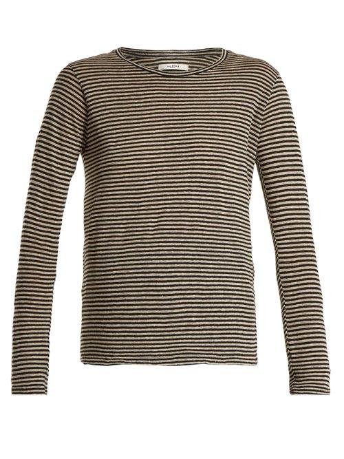 Matchesfashion.com Isabel Marant Toile - Karon Long Sleeved Striped Linen Blend T Shirt - Womens - Cream Stripe