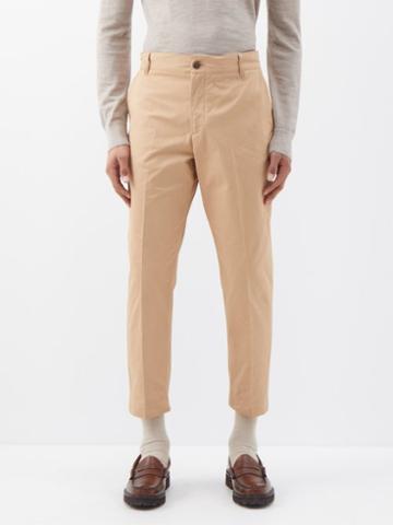 Maison Kitsun - Cropped Cotton-gabardine Chino Trousers - Mens - Beige