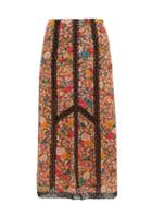 Matchesfashion.com Etro - Lace Insert Floral Print Crepe Skirt - Womens - Pink Multi