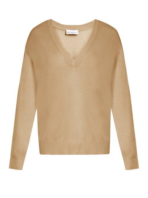 Matchesfashion.com Raey - V Neck Fine Knit Cashmere Sweater - Womens - Tan