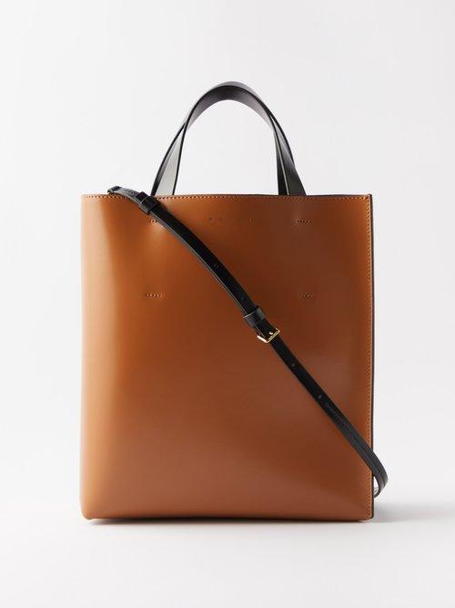 Marni - Museo Small Leather Tote Bag - Womens - Black Tan