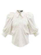 Isabel Marant - Eori Puff-sleeve Striped Crepe Blouse - Womens - White Multi