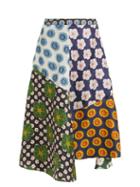 Matchesfashion.com Biyan - Miyana Floral Print Silk Skirt - Womens - Navy Multi