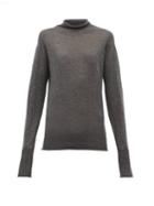 Matchesfashion.com Raey - Sheer Raw Edge Funnel Neck Cashmere Sweater - Womens - Charcoal