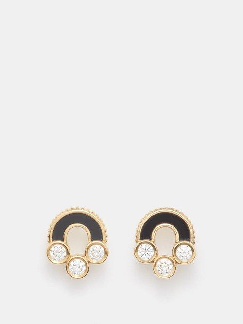 Viltier - Magnetic Diamond, Onyx & 18kt Gold Earrings - Womens - Black Multi