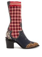 Matchesfashion.com Fendi - Contrast Panel Leather Boots - Womens - Red Multi