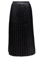 Matchesfashion.com Marni - Pleated Floral Embossed Faux Leather Midi Skirt - Womens - Black
