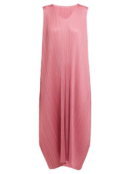 Matchesfashion.com Pleats Please Issey Miyake - Pleated Trapeze Cut Midi Dress - Womens - Pink