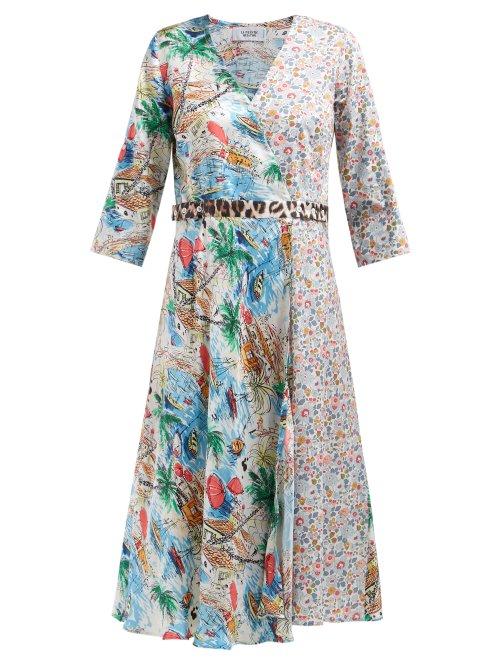Matchesfashion.com La Prestic Ouiston - Square Silk And Cotton Wrap Dress - Womens - Multi