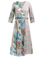 Matchesfashion.com La Prestic Ouiston - Square Silk And Cotton Wrap Dress - Womens - Multi