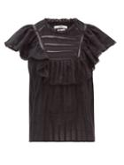 Matchesfashion.com Isabel Marant Toile - Pleyel Ruffled Striped Cotton Blouse - Womens - Black