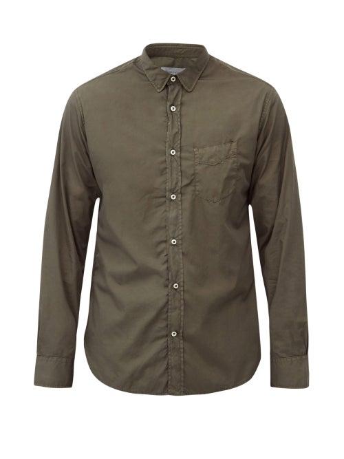Matchesfashion.com Officine Gnrale - Lipp Pigment-dyed Cotton-twill Shirt - Mens - Dark Green